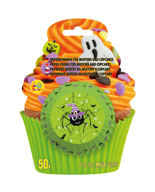 Muf-275 | Papírové formičky na muffiny a cupcakes s halloweenským designem – 50 ks, žáruvzdorné do 220 °C
