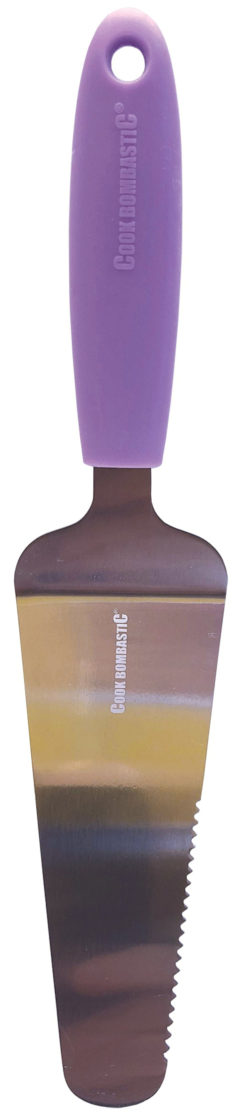 Servírovací lopatka na dort nebo koláč – nerezová servírovací lopatka – 26 a 7.5 cm – fialová rukojeť SPAT-D3_2.jpg