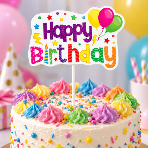 Trendy zápich na dort – Happy Birthday – 23 x 12 x 15 cm (1 pc) CTOP-04_3.png#19131#2b2443bb73f0