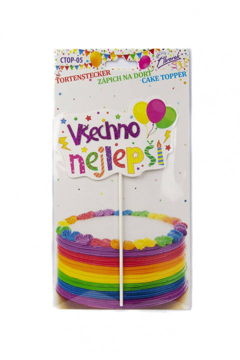 Trendy zápich na dort – Všechno nejlepší – 23 x 12 x 15 cm (1 pc) CTOP-05_2.jpg