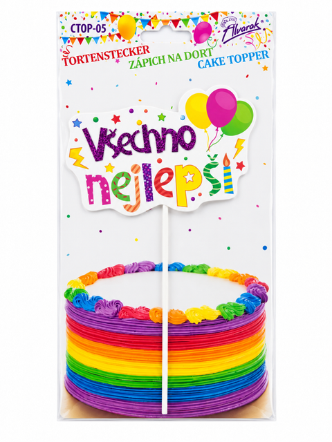 Trendy zápich na dort – Všechno nejlepší – 23 x 12 x 15 cm (1 pc) CTOP-05_2.png#19134#dfbf21640f2c