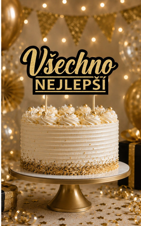 Trendy zápich na dort – Všechno nejlepší – 24 x 13 x 13 cm (1 pc) CTOP-13_3.jpg#18532#0dc8ecefd785