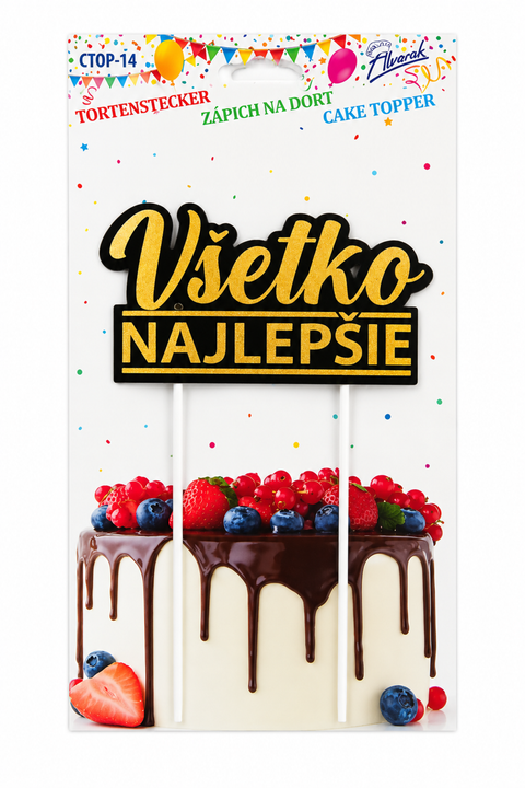 Trendy zápich na dort – Všetko najlepšie – 24 x 13 x 13 cm (1 pc) CTOP-14_2.png#19176#25c90133d47f